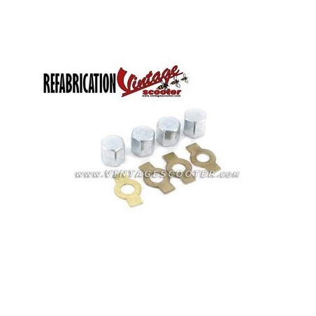 Jeu de 4 ecrous borgnes tete 12 mm avec rondelles frein ACMA 1954-58 / 150 GL